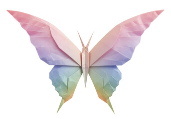 Isolated Origami Butterfly with Pastel Colors, a Symbolic Representation of Transformation