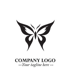 Elegant Butterfly Logo Symbol in Black on White Background with Minimalist and Modern Design