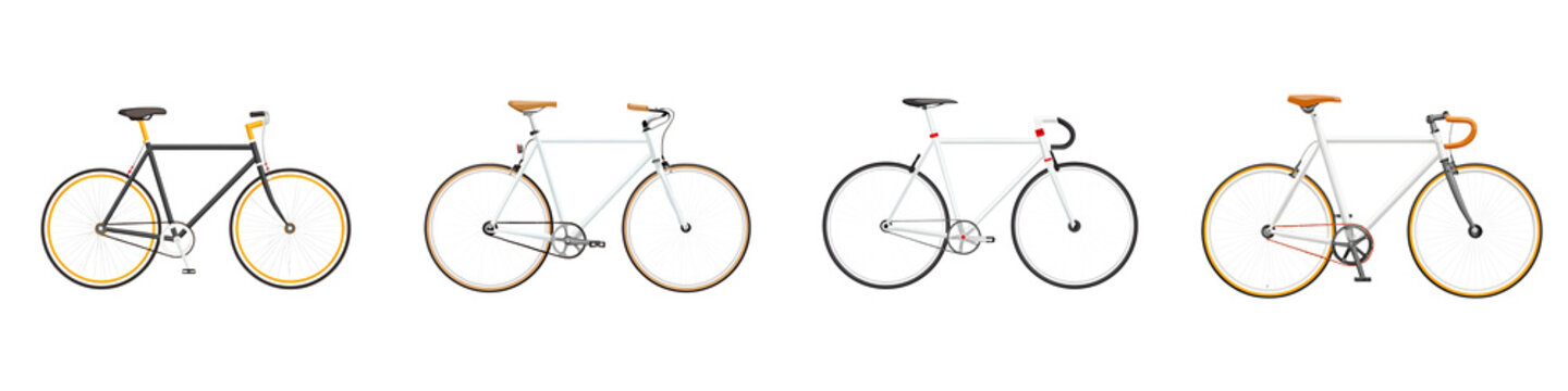 Assorted Fixed Gear Bicycles: Urban Style and Transportation