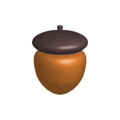 Acorn icon. Whole nut color sign. Oak nut symbol. Squirrel food pictogram. Autumn pictogram.