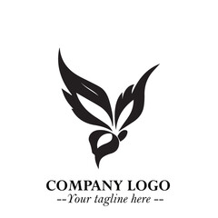Elegant Butterfly Logo Symbol in Black on White Background with Minimalist and Modern Design
