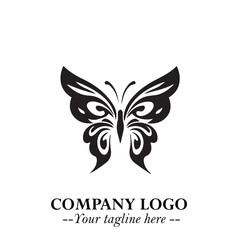 Elegant Butterfly Logo Symbol in Black on White Background with Minimalist and Modern Design