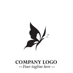 Elegant Butterfly Logo Symbol in Black on White Background with Minimalist and Modern Design