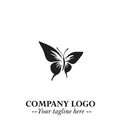 Elegant Butterfly Logo Symbol in Black on White Background with Minimalist and Modern Design