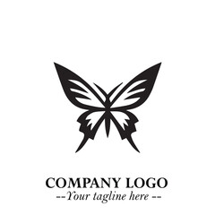 Elegant Butterfly Logo Symbol in Black on White Background with Minimalist and Modern Design
