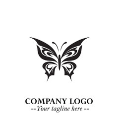 Elegant Butterfly Logo Symbol in Black on White Background with Minimalist and Modern Design