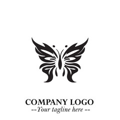 Elegant Butterfly Logo Symbol in Black on White Background with Minimalist and Modern Design