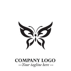 Elegant Butterfly Logo Symbol in Black on White Background with Minimalist and Modern Design