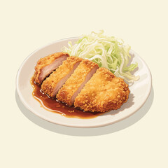Japanese Tonkatsu Dish Close-Up