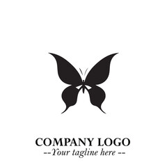 Elegant Butterfly Logo Symbol in Black on White Background with Minimalist and Modern Design