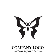 Elegant Butterfly Logo Symbol in Black on White Background with Minimalist and Modern Design