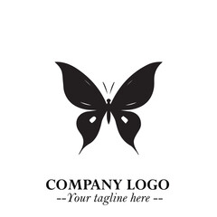 Elegant Butterfly Logo Symbol in Black on White Background with Minimalist and Modern Design