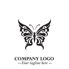 Elegant Butterfly Logo Symbol in Black on White Background with Minimalist and Modern Design