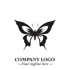 Elegant Butterfly Logo Symbol in Black on White Background with Minimalist and Modern Design