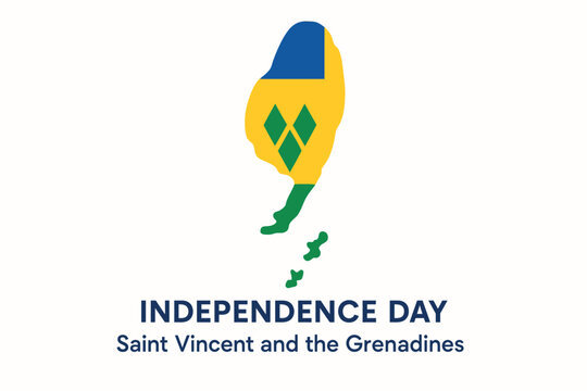 independence day saint vincent and the grenadines illustration, national celebration poster, clean minimal flat art, solid color design