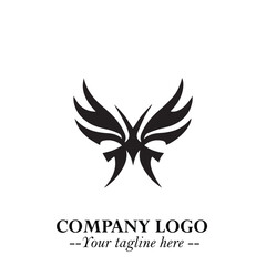 Elegant Butterfly Logo Symbol in Black on White Background with Minimalist and Modern Design