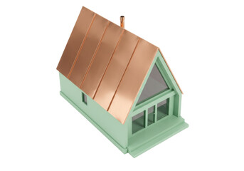 Isolated Miniature House with Copper Roof and Modern Design Features, Architect Model