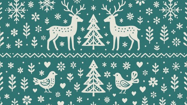 Whimsical festive winter pattern desktop wallpaper