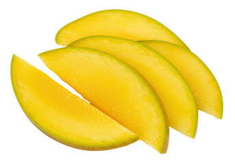 Isolated mango fruit slices, fresh and juicy, ready to eat, a healthy summer treat