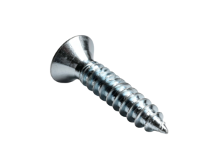 A close-up shot showcasing a silver screw against a stark black background