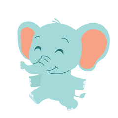 Happy Elephant is Dancing Isolated on Transparent Background.