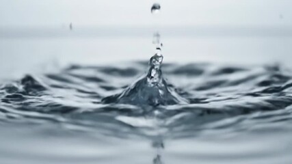 A single crystal clear ice cube splashing into clean still water in slow motion clear, fresh, slow motion - Powered by Adobe