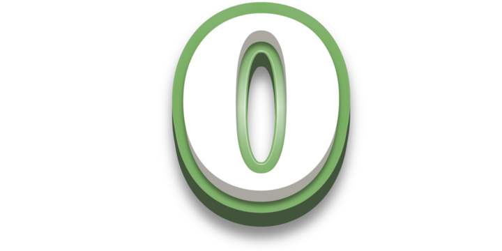 3D Green and White Number Zero Design