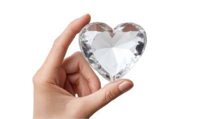 Hand Holding Diamond Heart - Love and Romance Concept
