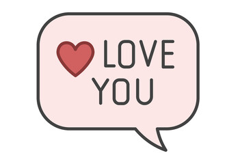 Valentine Gift Set with Heart, Flowers, and Love Message Illustration