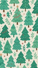 Obraz premium Whimsical festive tree pattern mobile wallpaper