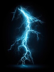 Electric blue lightning strike on black background atmospheric electricity discharge power surge energy storm