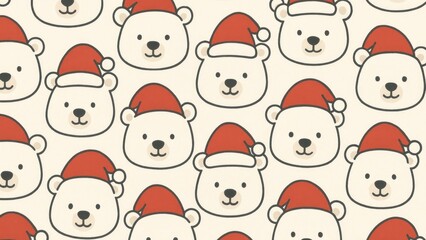 Obraz premium Cute festive bear pattern desktop wallpaper