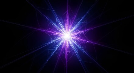 Obraz premium Vibrant Neon Light Trails Converging In Dark Abstract Space Creating Dynamic Energy Flow