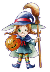 ハロウィン魔女の仮装の女の子