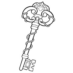 Halloween magic key doodle illustration