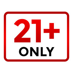 21 plus Only Sign element red and black png file transparent background