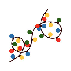 Colorful Christmas light garland. Festive winter decoration perfect for holiday cards, banners, wrapping paper, stickers, planners and New Year designs.