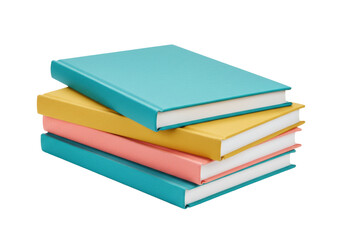Isolated stack of colorful hardback books, education and knowledge materials, study reference