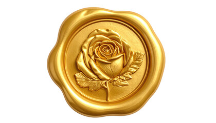 Golden wax seal with a sculpted rose. Romantic, elegant and luxurious. Center