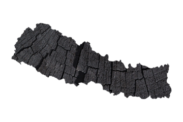 map of Nepal on old black colored wood surface