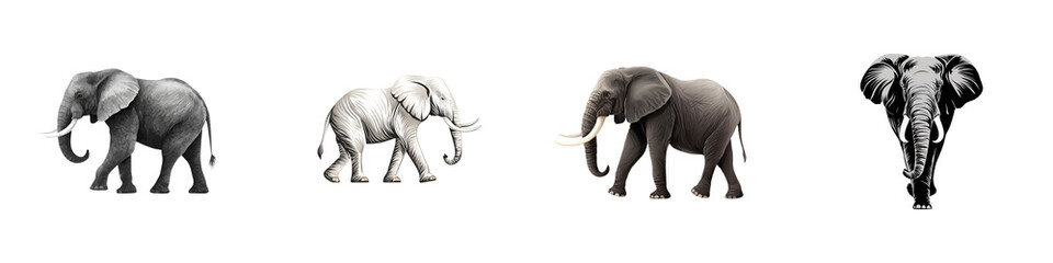 Obraz premium Elephant Portraits: Black and White Animal Silhouettes