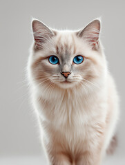 White Cat with Bright Blue Eyes Portrait