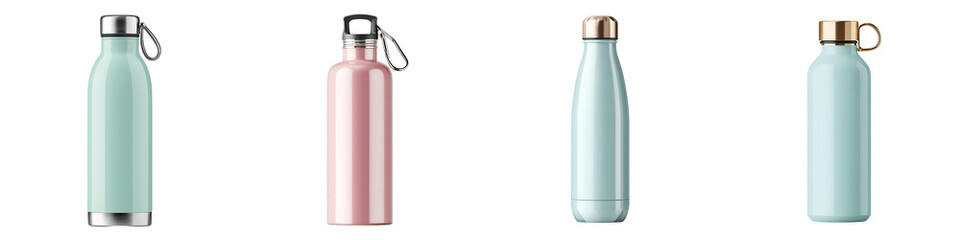 Pastel Water Bottle Collection: Reusable & Stylish on White