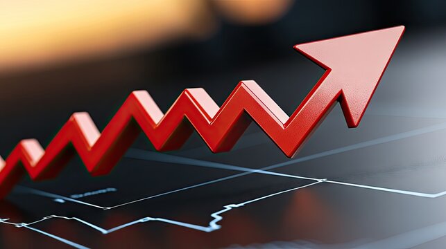 Red arrow indicating market decline over stock trends, oil production visuals at sunset