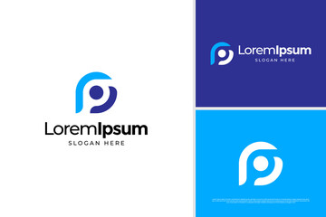 Geometric letter D concept logo design template with people icon