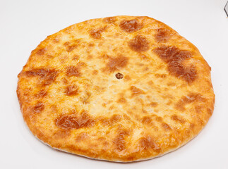 Georgian Lobiani Khachapuri With Golden Crust On White Background Ready For Stock Photo Use