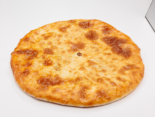 Georgian Lobiani Khachapuri With Golden Crust On White Background Ready For Stock Photo Use
