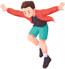 Boy Jumping with Arms Spread Illustration