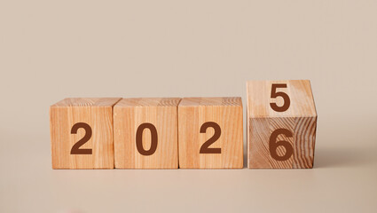 Transition from 2025 to 2026, new year change and time concept, copy space
