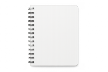 Blank spiral notebook mockup with transparent background